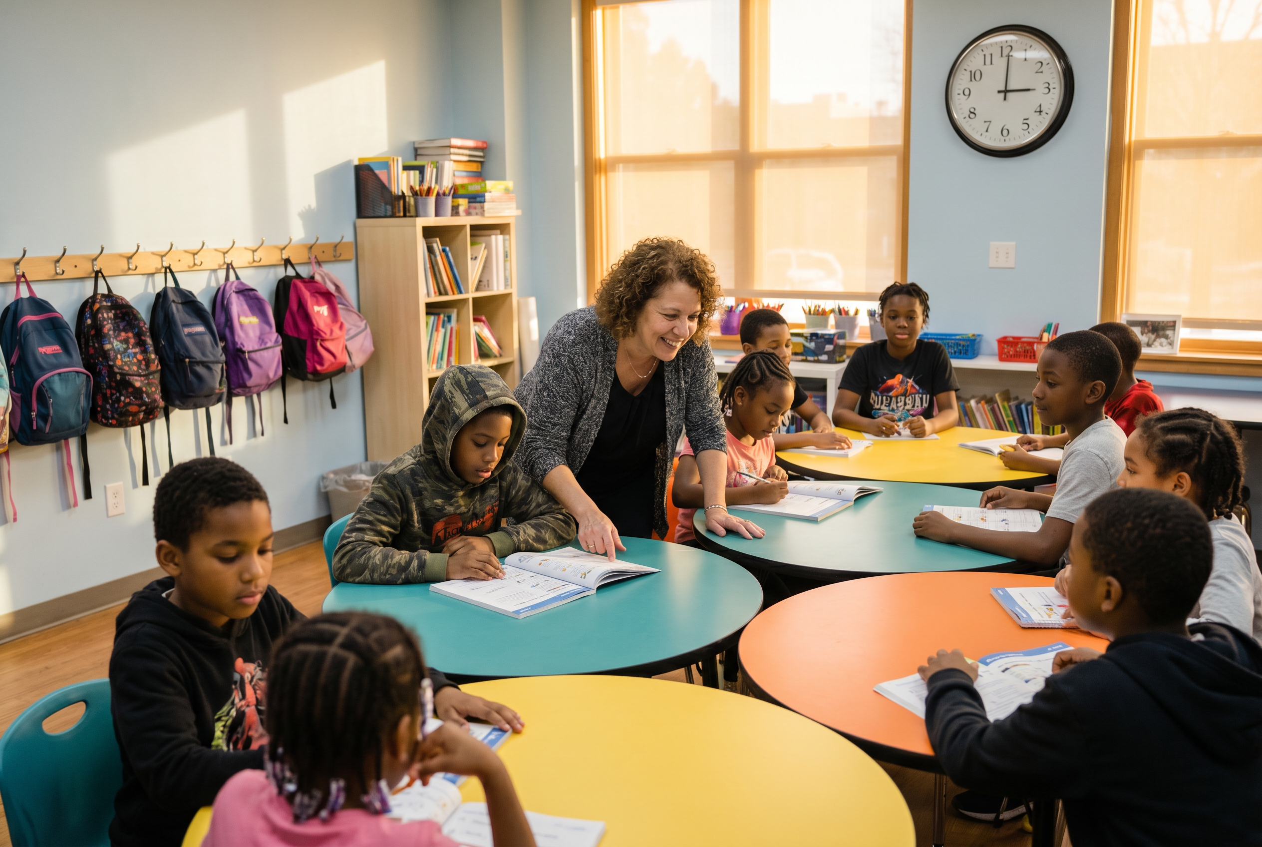 Children doing homework in afterschool program